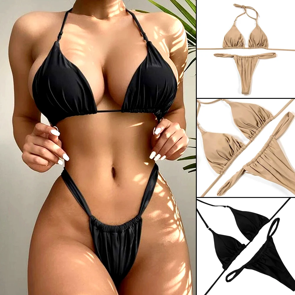 

Сексуальный купальник из 2 предметов для женщин, облегающее бикини, Быстросохнущий летний купальник, женский купальный костюм, тонкое нижне...