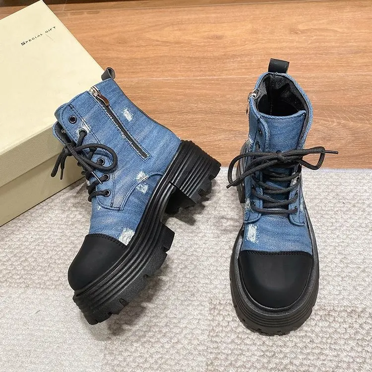 

Women's Boots Autumn Shoes Zipper Winter Footwear Round Toe Boots-Women Elegant Ladies Cowboy Rubber 2023 Med Rock Ankle Canvas