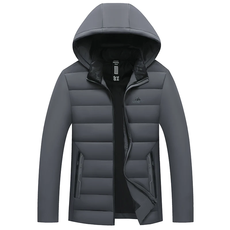 New Autumn and Winter New Men's Cashmere Cotton-padded Coat Hooded Business Casual Wear Thickened Leisure Pure Color Young  Coat