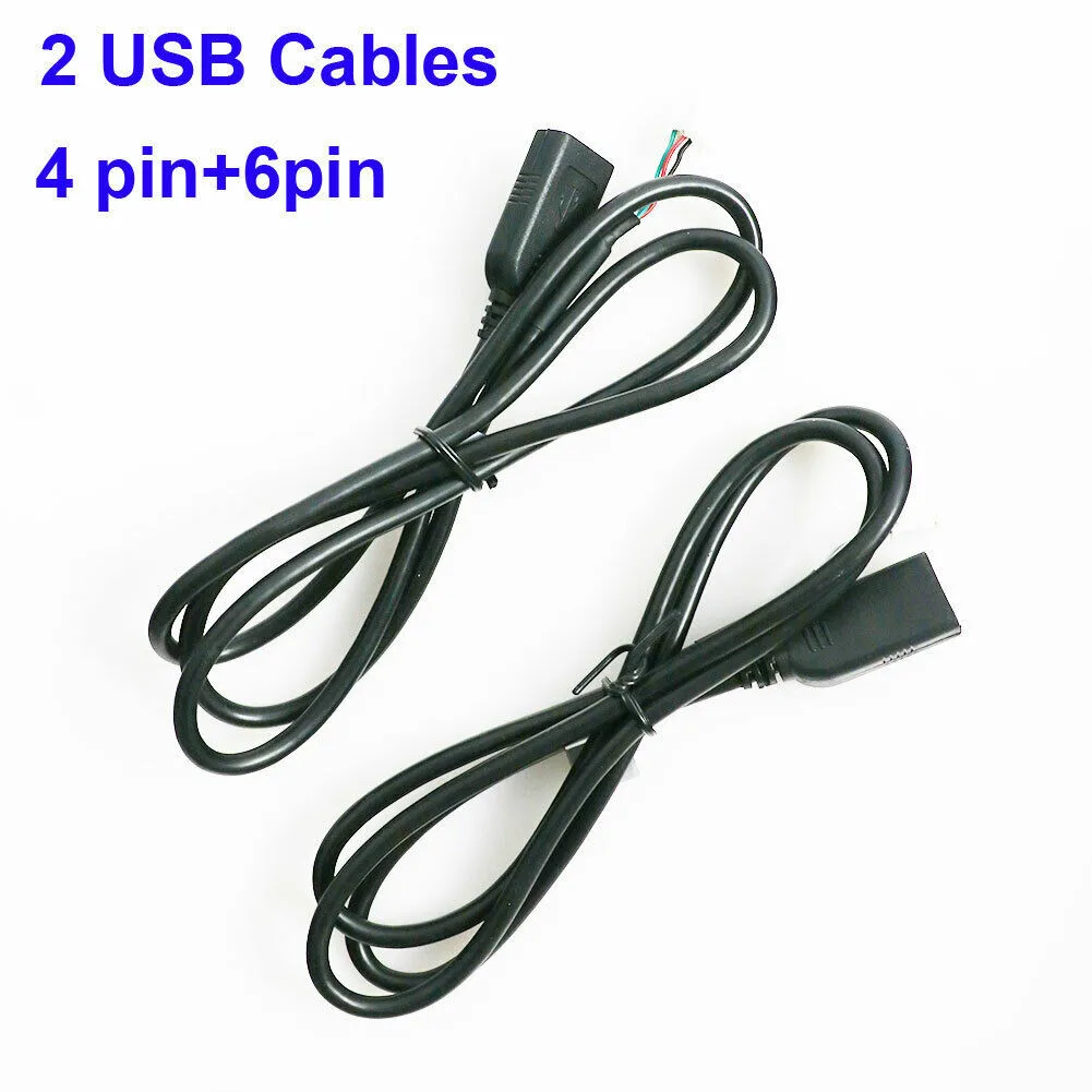 

2 Pcs Car USB Extension Cable Adapter（4Pin Plus 6Pin ) For Android Car Radio Stereo Black 75CM Interior Connector Accessories