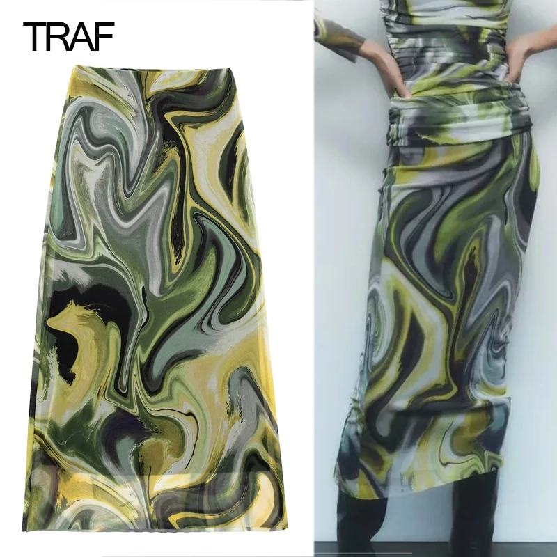 

Женский комплект из юбки и юбки, с высокой талией и принтом