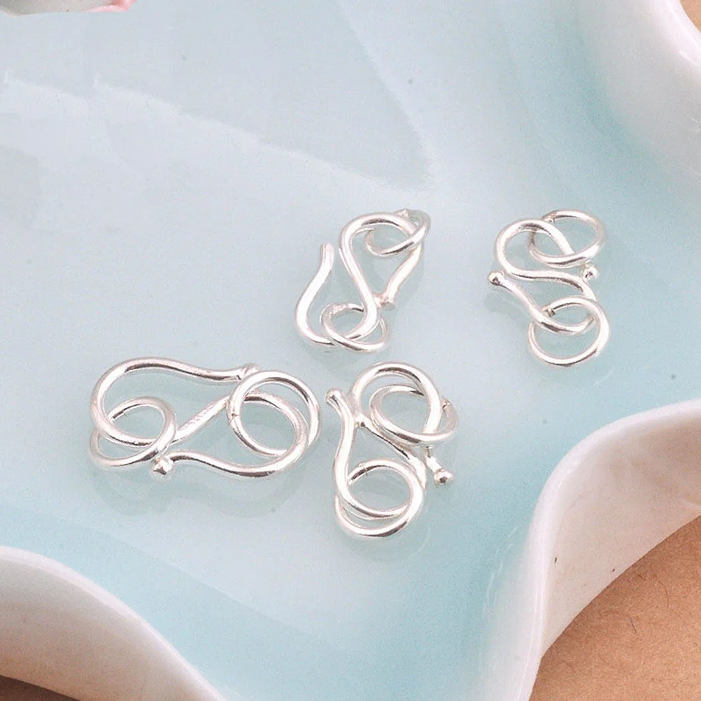 5pcs- Hook Bracelet Clasp Silver Pendant Clasp Hook- Hook Eye Clasp with Soldered Rings Jewelry Clasps and Closures for Jewelry
