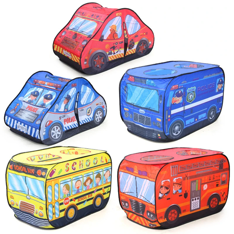 

Game House Play Tent Fire Truck Police Bus Foldable Pop Up Toy Playhouse Children Toy Tent Ice Cream Firefighting Model House