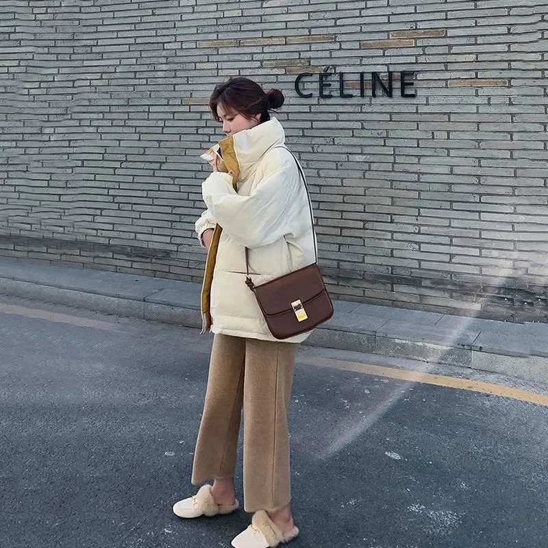 Down Padded Jacket Female 2022 New of the Loose Hong Kong Style Student ins Bread Jacket Thickened Cotton Jacket Winter Jacket W