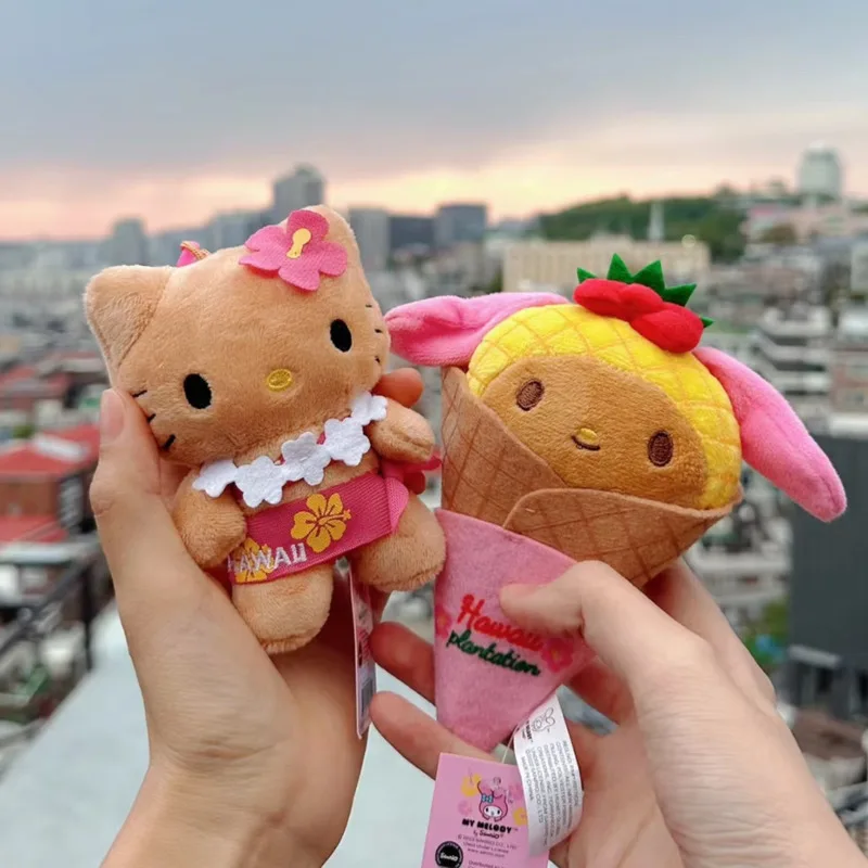 

Гавайская плюшевая игрушка Hello Kitty плюшевая кукла-бикини понравилась Мелодия Y2k милый брелок для ключей кукла Sanrio подарки на день рождения