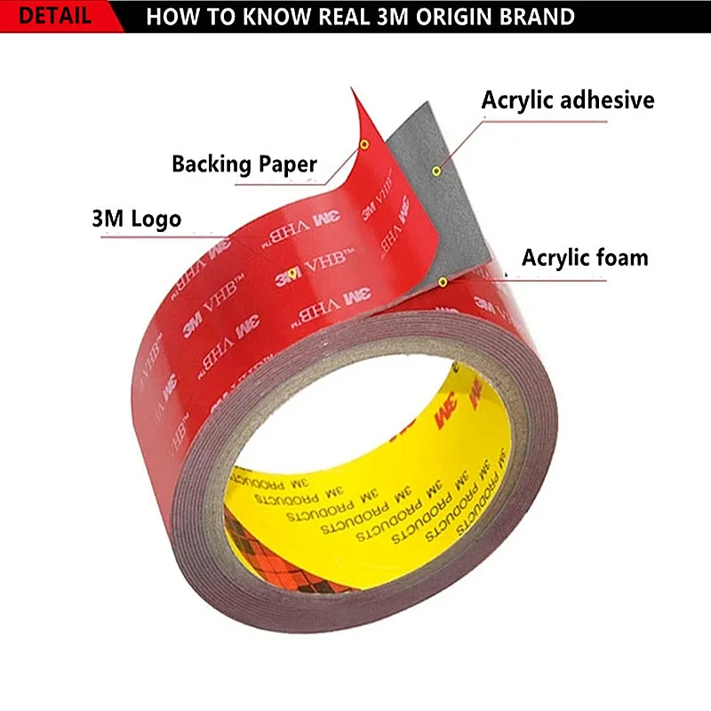 

Двухсторонняя клейкая лента 3M VHB, не нагревается, водонепроницаемая, для украшения дома, автомобиля, офиса, 6/10/20/30/40/50 мм