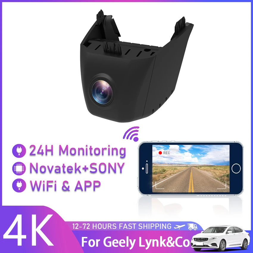 Car DVR For Geely Lynk&Co 01 2021 UHD 2160P,Wi-Fi Camera Recorder Dashcam,24H Parking Monitor,170°FOV,Control Phone APP,Dash Cam