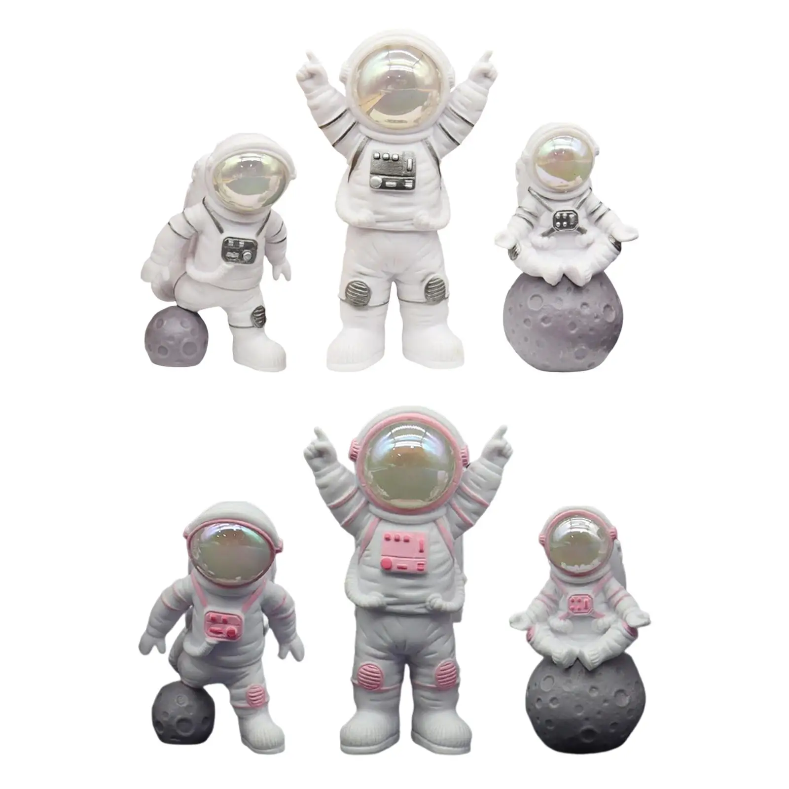 

3 Pieces Astronaut Statues Spaceman Ornaments Cake Toppers Sculptures for Bedroom Bedside