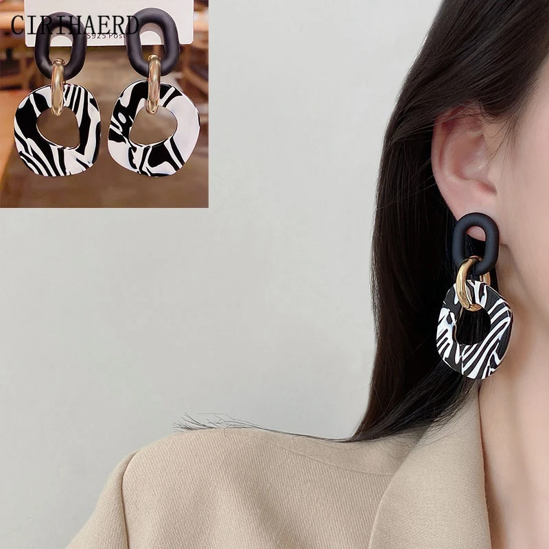

New 925 Silver Needle Women Stud Earrings Boho Luxury Fashion Jewelry Statement Geometry Hoop Acrylic Gold Plated Party Earrings