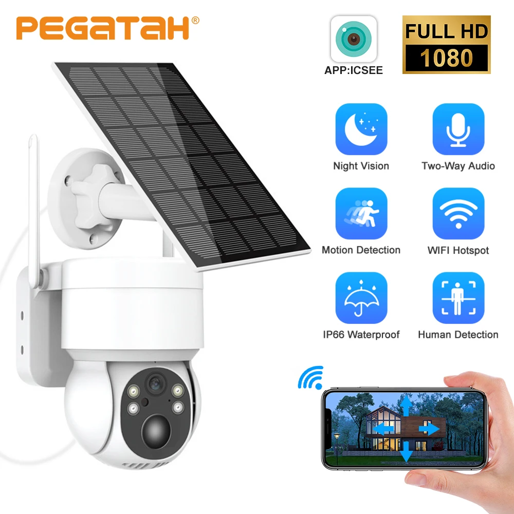 

IP-камера наружная беспроводная с Wi-Fi, 1080P, 7800 мА ч