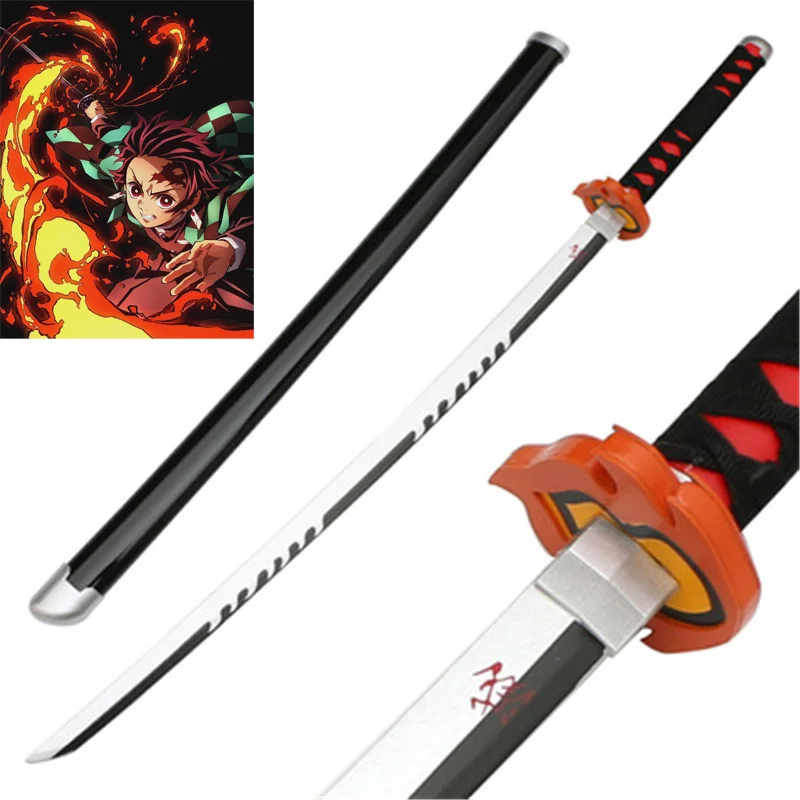 

104cm Cosplay Kimetsu no Yaiba God of Fire Anime Bamboo Assembled Sword Demon Slayer Kamado Tanjirou Katana Weapon Model