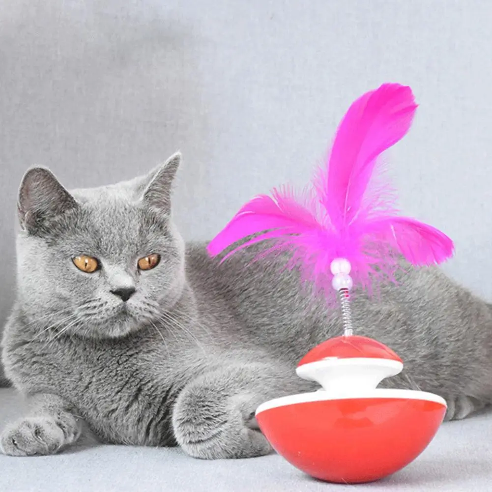 

New Durable Funny Pet Cat Toys For Entertain Itself Mimi Favorite Feather Tumbler With Small Bell Kitten Cat Toys For Catch