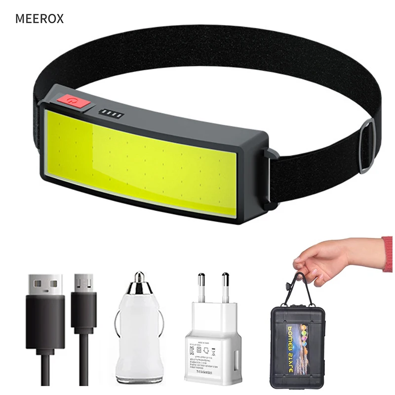 

Induction Headlamp COB LED Head Lamp Portable Outdoor Fishing Running with Built-in 1200mah Battery USB Rechargeable Head Lamp