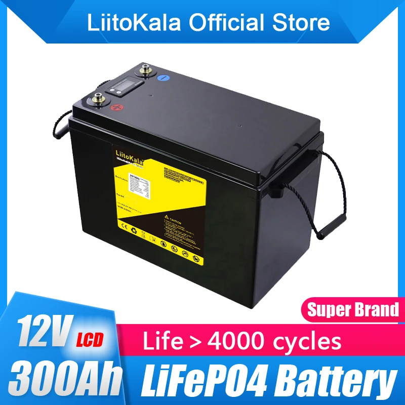 

LiitoKala 12V 300Ah LiFePO4 Battery 12.8V Power Batteries 4000 Cycles For RV Campers Golf Cart Off-Road Off-grid Solar Wind
