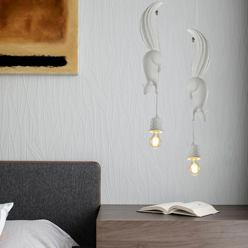 

Led chandelier modern industrial chandelier children's room kitchen attic decorative lamp Nordic resin squirrel