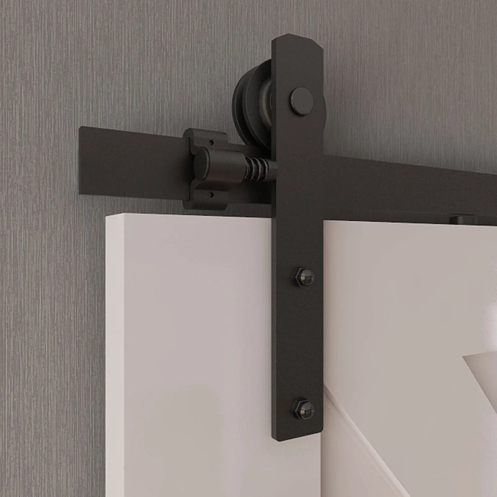 

CCJH Sliding Barn Door Hardware Kit Heavy Duty Smoothly & Silently Easy to Install Fit Single Door Panel Single I-Shaped Style