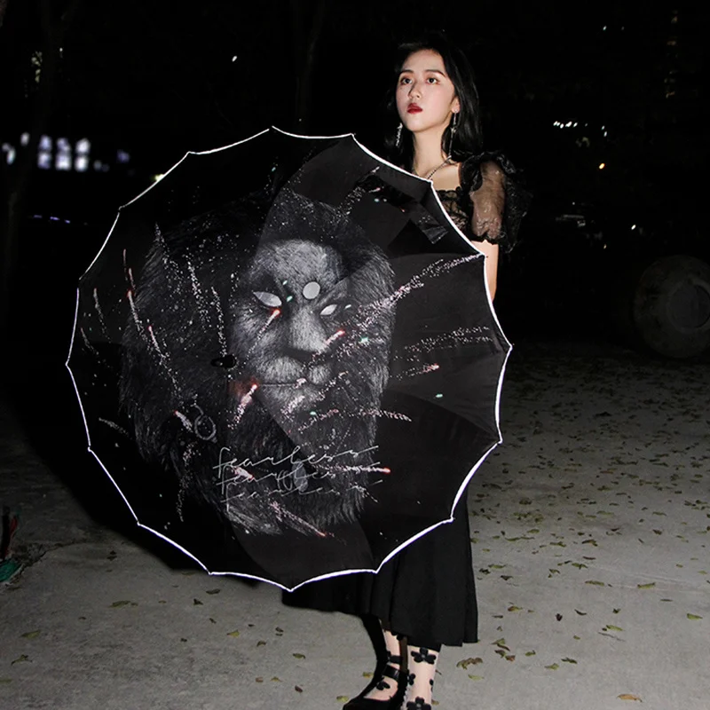 

Elegant 16 K Umbrella Large Rain Women Designer Reflective Fabric Umbrella Long Handle Paragua ParaguasRain Equipment Gift
