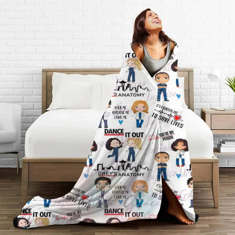 

Grey'S Anatomy Tv Show Velvet All Season Anime Multi-Function Warm Throw Blanket For Travel Bedding Throws