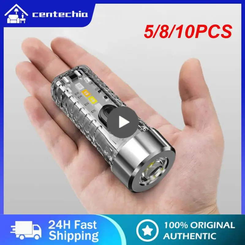 

5/8/10PCS Practical Flashlight High-quality Portable Strong Light Flashlight Red Blue Flash Rechargeable Outdoor Household Mini
