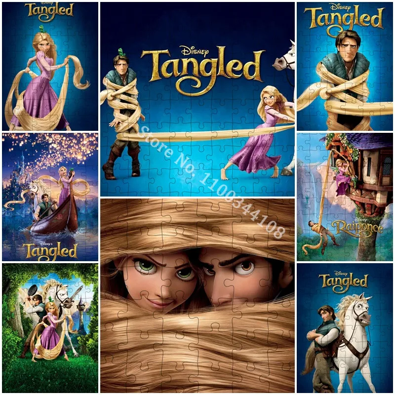 

Disney Princess Tangled Rapunzel Flynn Picture Jigsaw Puzzles 300/500/1000 Pieces Adults Assembling Puzzles Toys Kids Games