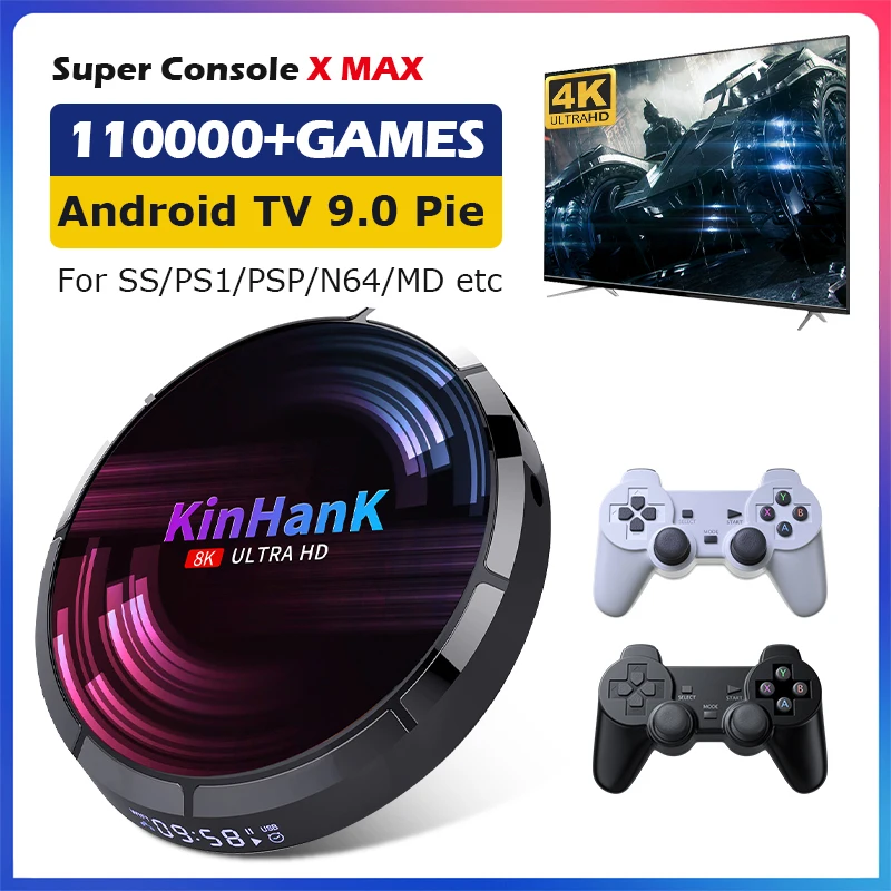 

Retro WiFi Video Game Consoles Super Console X Max H96 For SS/PSP/PS1/DC/N64 With 114000+ Classic Games 4K HD Mini TV Game Box