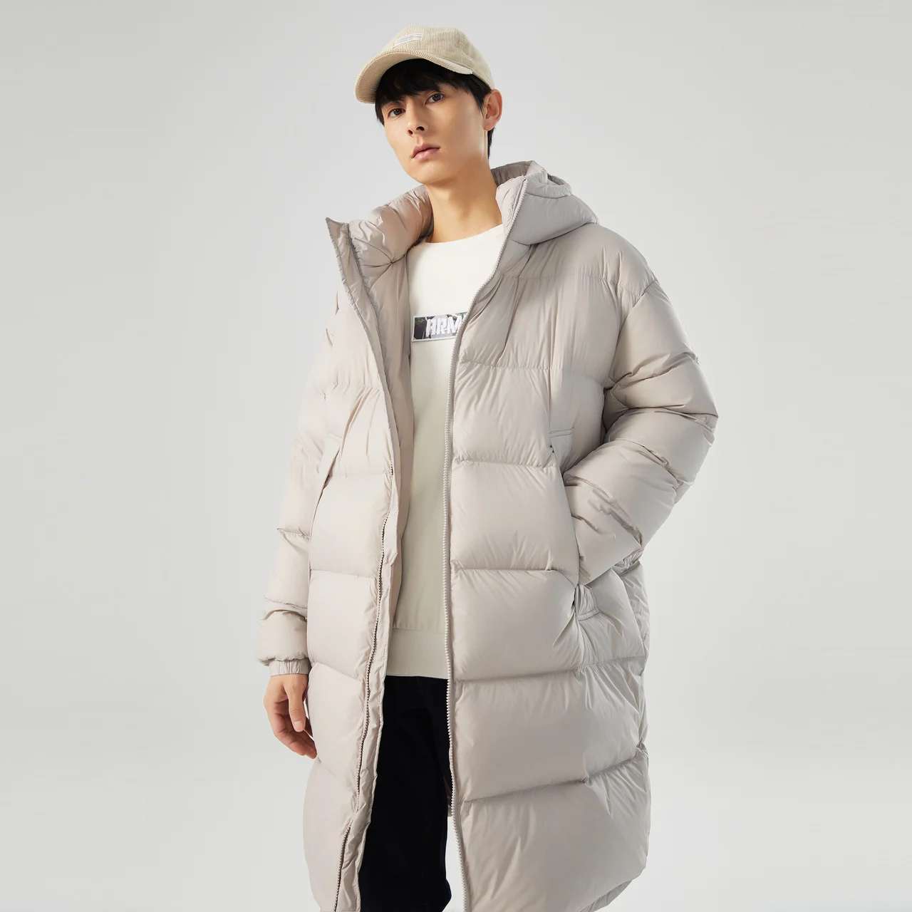 Metersbonwe Men Mid-length Cocoon Hooded Down Jacke Winter Male Losse Thick Overcoat Warm Outerwear Brand Greatcoat Down Coat