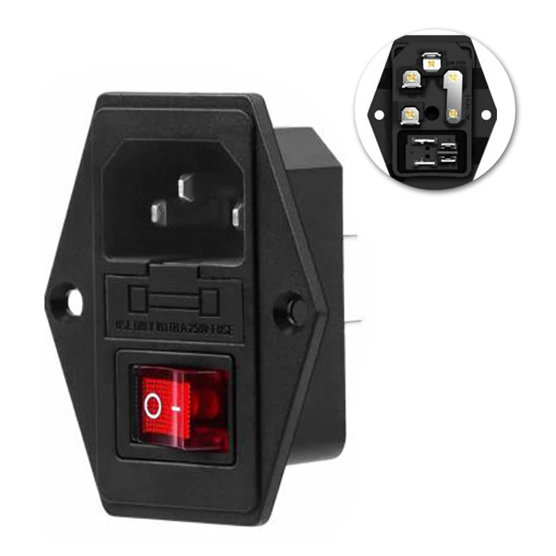

Электрическая розетка DelightFire IEC320 C14 C15 250В с выключателем