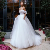 ball gown wedding dress backless zipper up off the shoulder modern wedding gown sweetheart pearls beading princess bridal dress