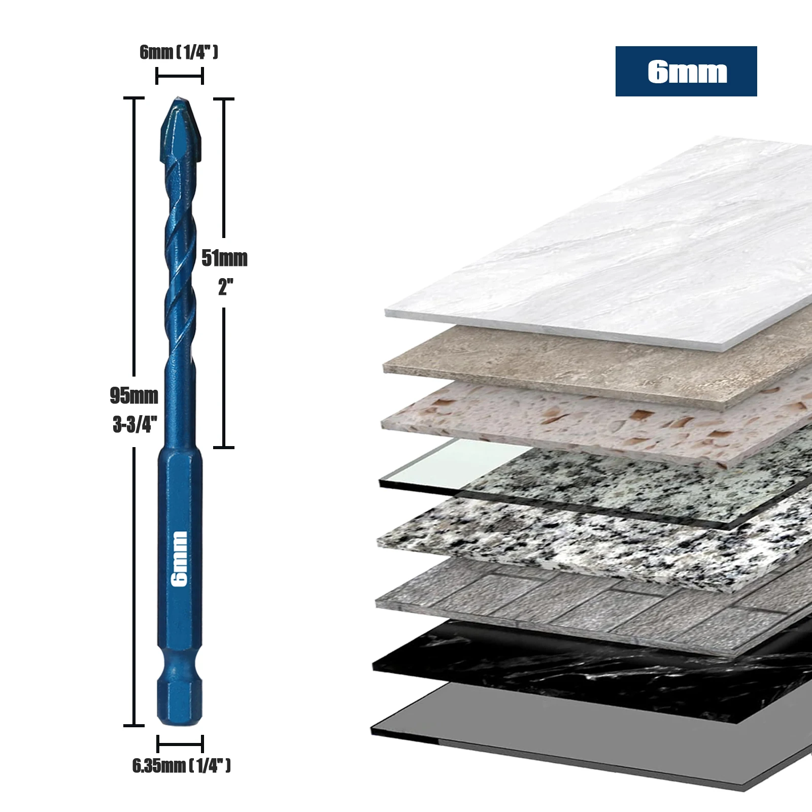 

5/6/8/10/12 мм синяя плитка высокопрочная Эксцентриковая дрель точное сверление керамическое стекло древесина сверло электроинструмент аксессуары