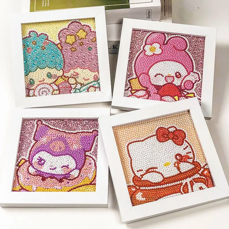 

Sanrio Hello Kittys Kuromi Cinnamoroll Diamond Painting Set 5D Diy Round Diamond Children's Room Decoration Handmade Toys Gifts