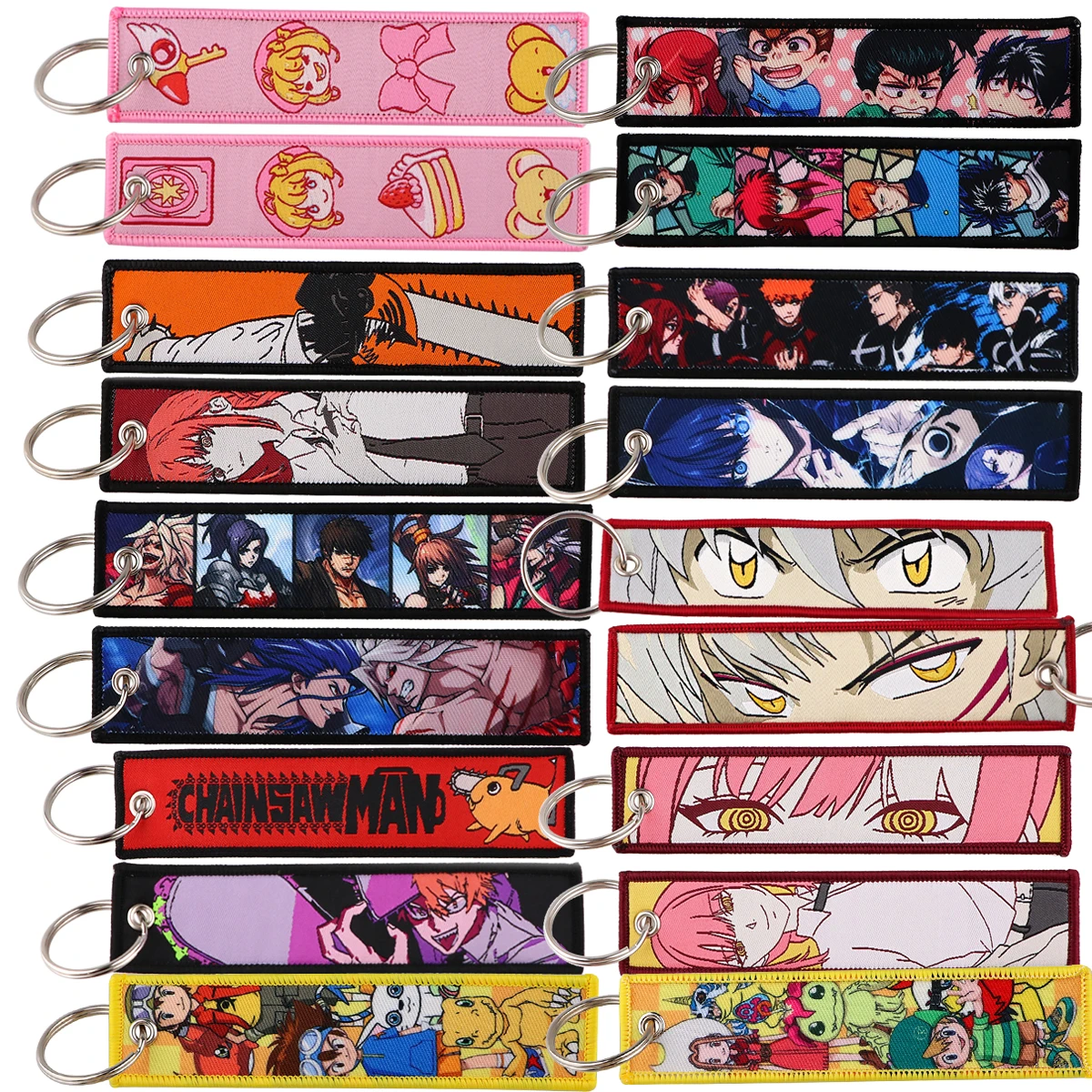 

Chainsaw Man Pochita Anime Keychain Digimon Adventure Keychain for Motorcycles and Cars Key Tag Inuyasha Embroidery Key Pendant