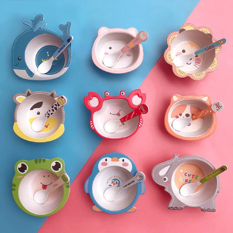 Детская посуда из бамбукового волокна с милыми рисунками набор ложек для