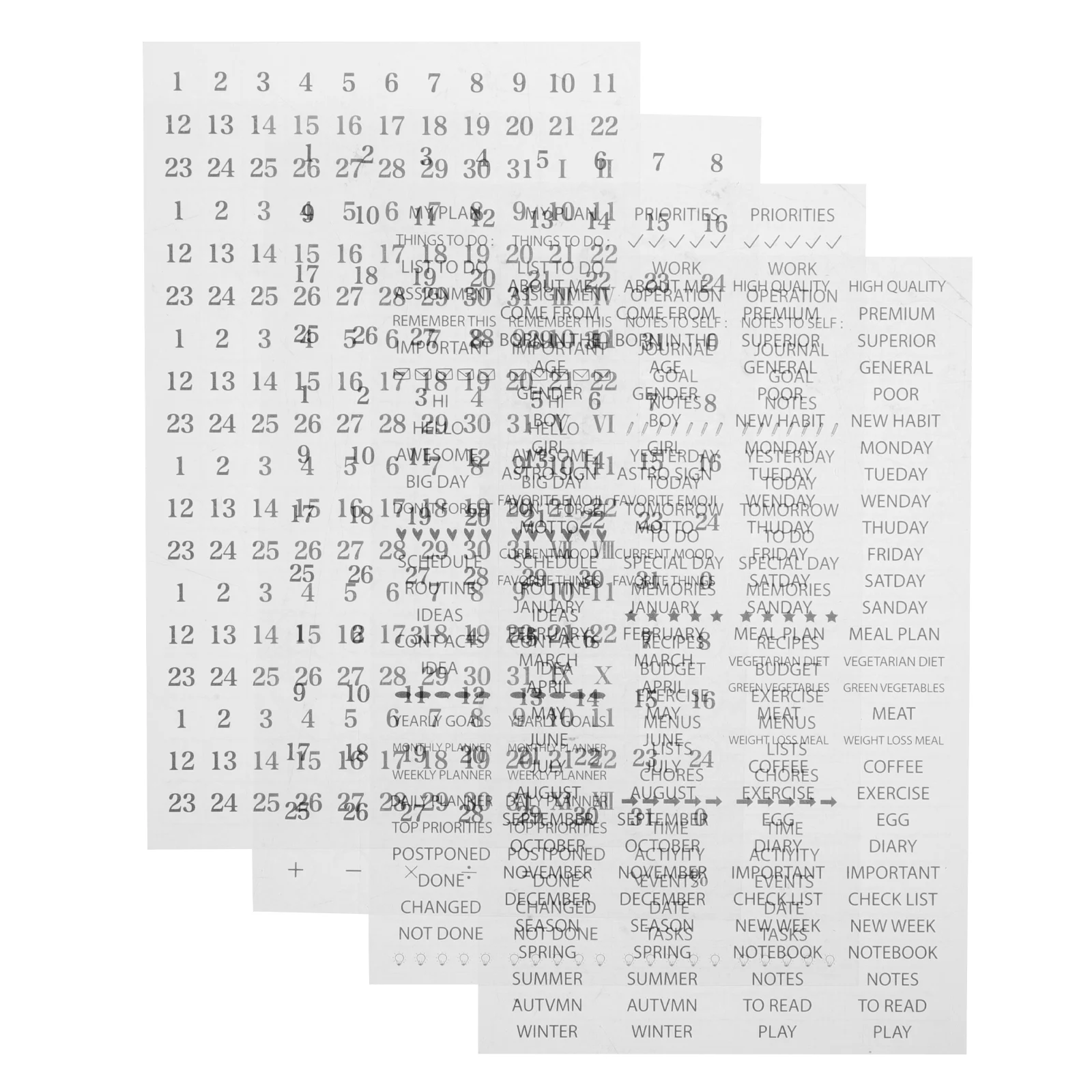 4 листа блокноты наклейки на месяц планирования DIY планировщик аппликация