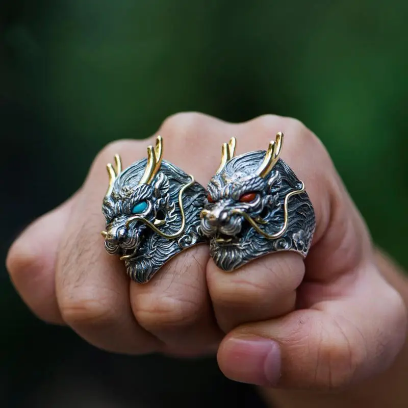 

Handmade Silver Faucet Ring Men And Women Domineering Personality Fashion Opening Adjustable Couples Gift