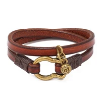 vintage double layers wrap mens leather bacelets punk braided brown cuff wristband women hand jewelry