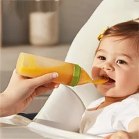 90ml safe useful silicone baby bottle with spoon food supplement rice cereal bottles squeeze spoon milk feeding bottle cup