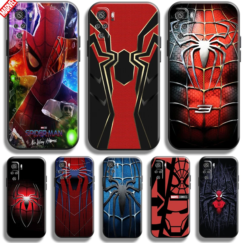 

Marvel Spiderman Logo For Xiaomi Redmi Note 10 10S 10T Pro Max 5G Phone Case Carcasa Black Coque Soft Liquid Silicon Back