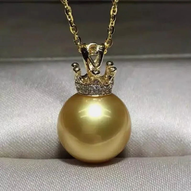 Индивидуальные ювелирные изделия AAAA 10-11 мм круглое Золотое жемчужное ожерелье с