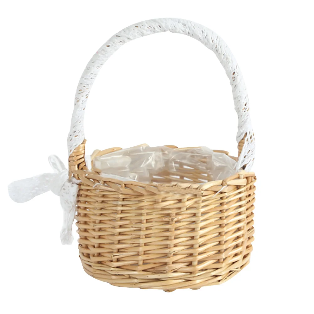 

Basket Baskets Wicker Fruit Flower Empty Grocery Portable Shopping Picnic Displaylaundry Decorative Vegetable Planter Hand Candy