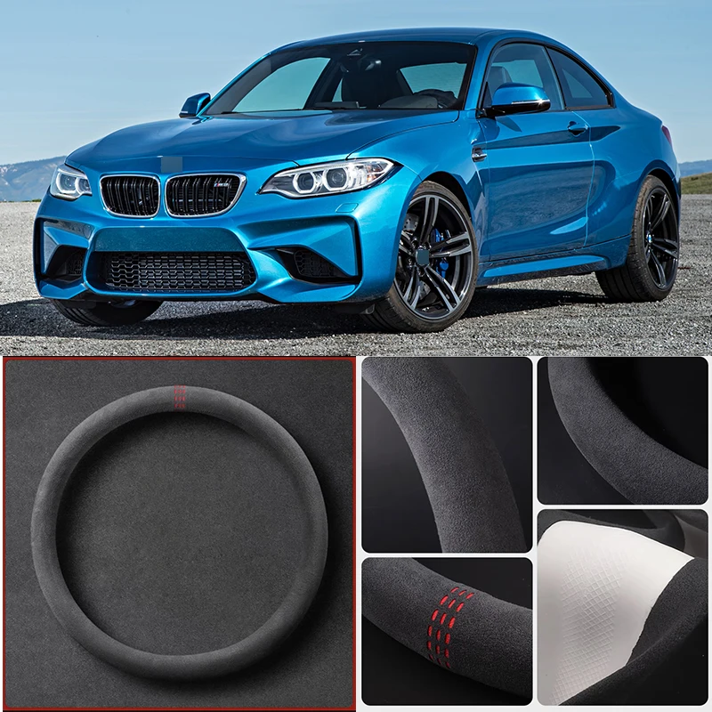 

Alcantara Anti-Slip Black Suede Leather Car Universal Steering Wheel Cover For BMW M2 Car Accessories