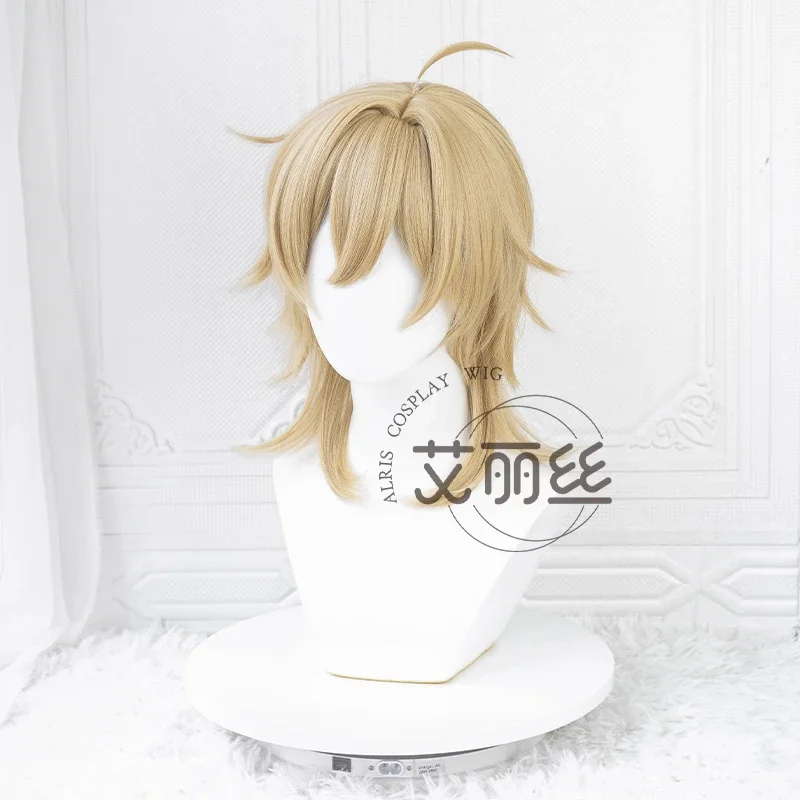 Парик для косплея Hakaze Kaoru термостойкие короткие волосы из льна золотистого цвета