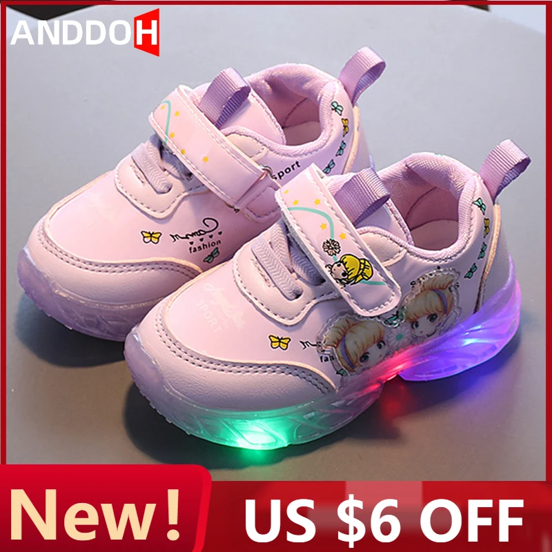 

Size 21-30 Baby Cute Glowing Sports Shoes Kids Casual Luminous Running Sneakers for Girls Children Lighted Shoes with LED Lights