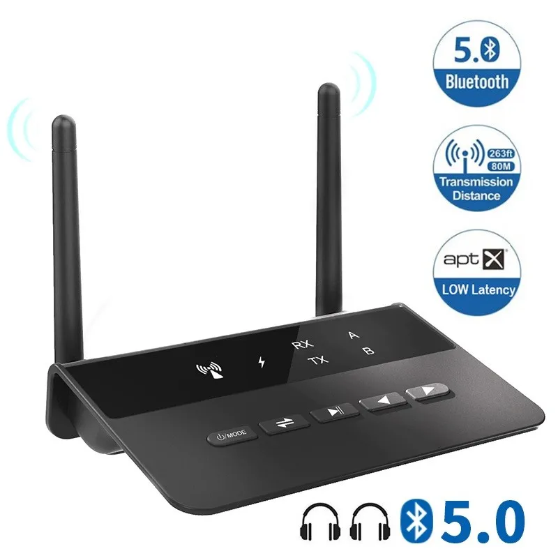 

80m NFC Long Range Wireless 5.0 Stereo Audio Music Transmitter Receiver 3 In 1 Wireless Audio Adapter Low Latency AptX HD