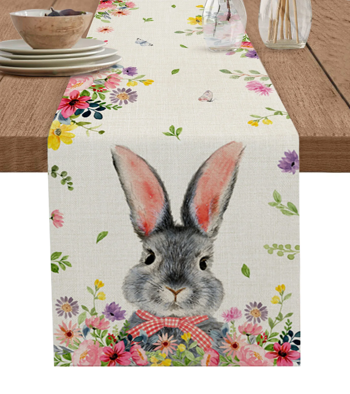 

Пасхальные украшения 2023, пасхальное растение, цветок, кролик, Настольная дорожка, свадебное украшение, домашний обеденный стол, коврики, пра...