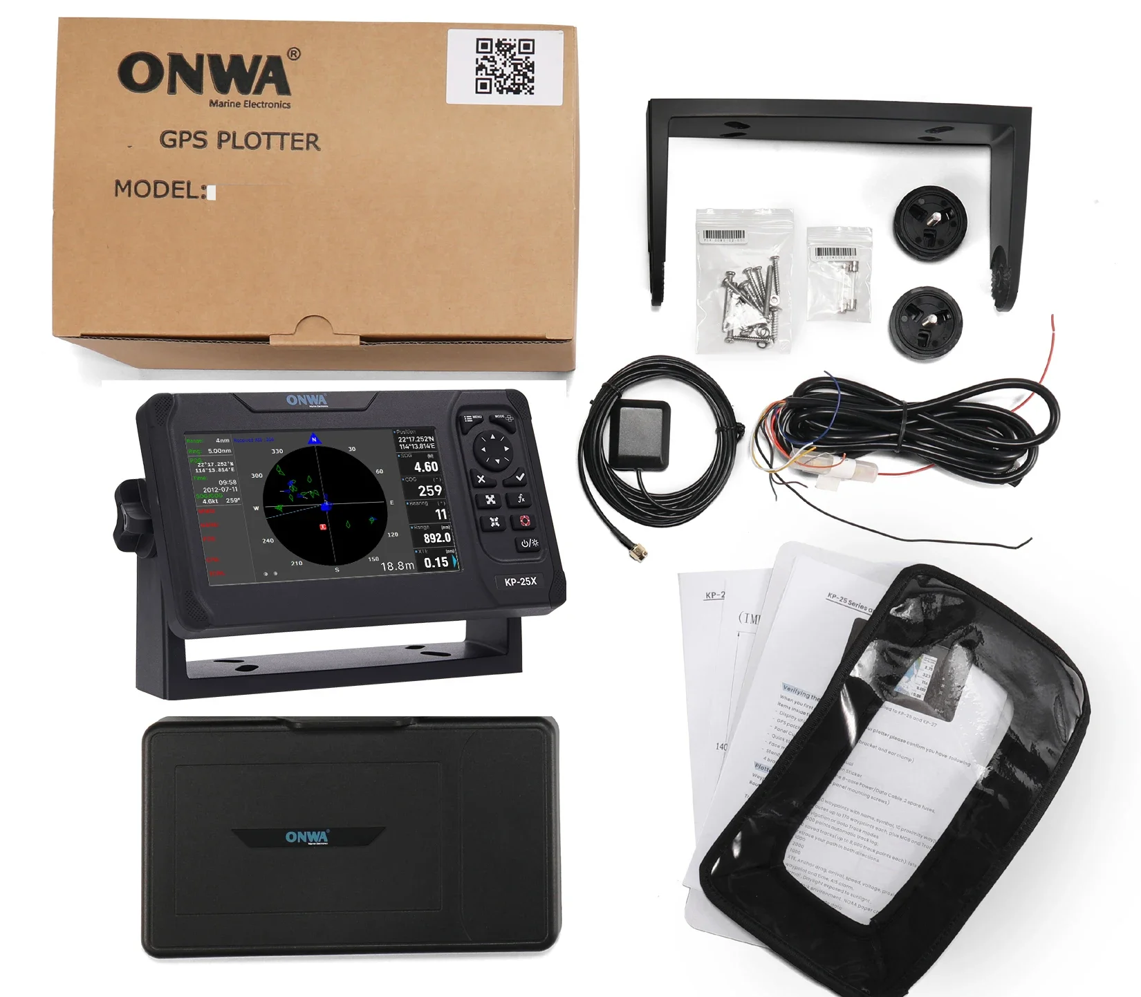 Фото Лидер продаж ONWA KP-25X 5-дюймовый морской GPS-картплоттер IP66 4-в-1 с эхолоткой со встроенным эхолотом AIS №1