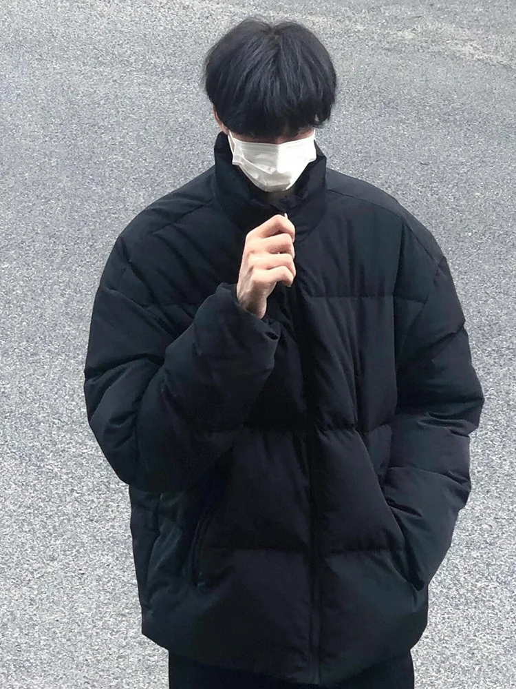 Trendy Brand Letter Print Stand Collar Cotton-Padded Coat Men's Winter Oversize Thickened Loose Hip-hop All-Match Couple look...