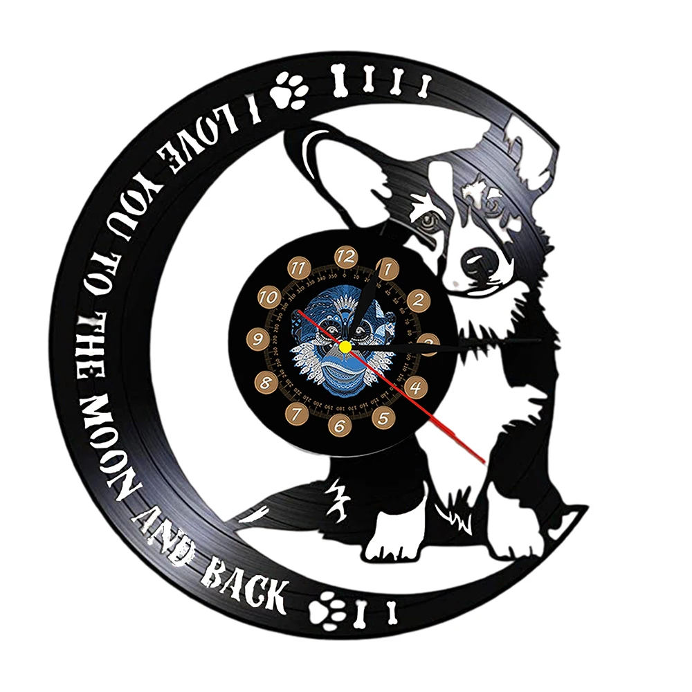 

I Love Dog Love Home Art Decor Wall Clock German Dog Breed Rottweiler Vinyl Record Wall Clock Dog Pet Shop Gift