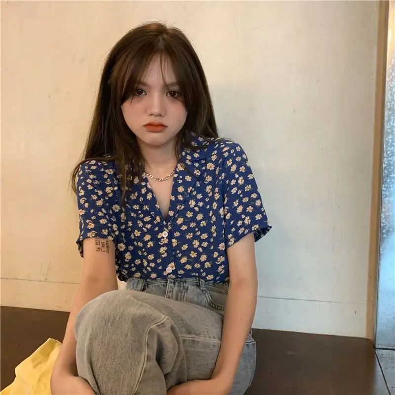 Элегантная женская шифоновая рубашка летняя блузка гавайская винтажная с