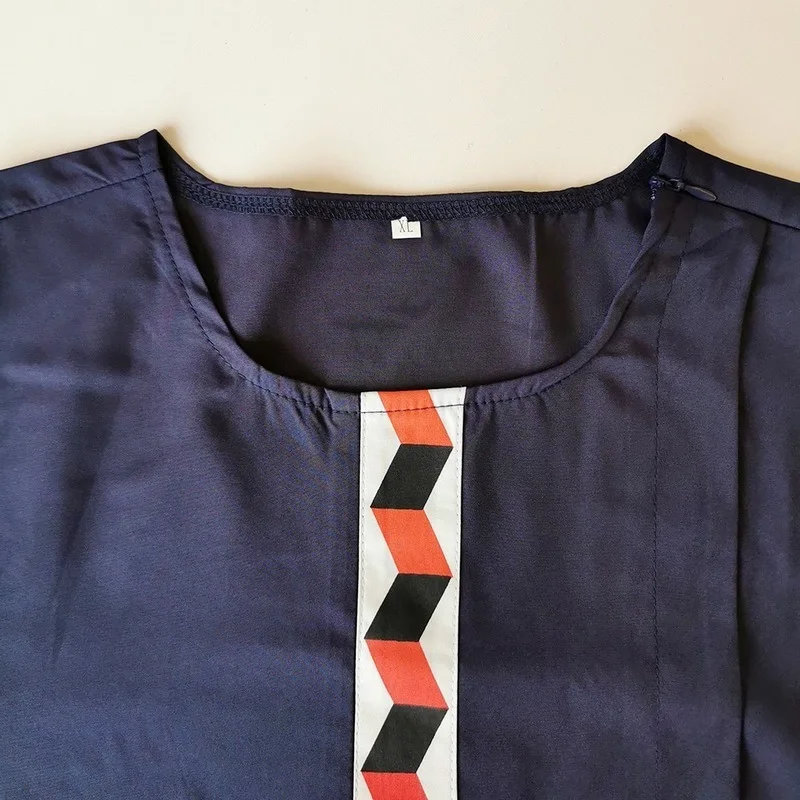 Islam Men's Clothing Abaya Mid-length Short Sleeve Color Print T-shirt African Male Loose Casual Dashiki Shirts Muslim Man Tops