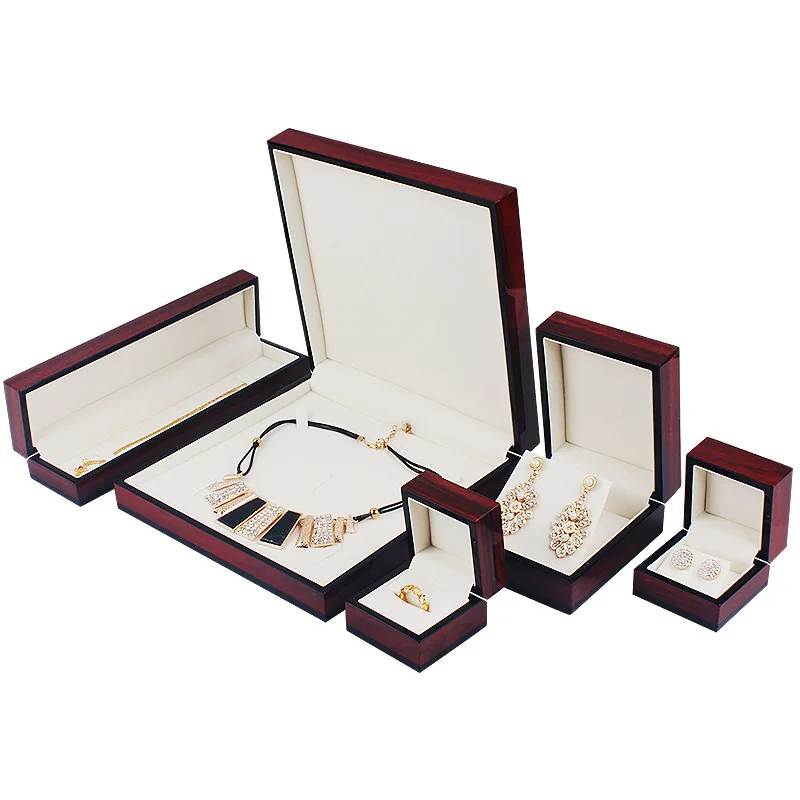 

High-grade Walnut Solid Wood Earrings Pendant Necklace Long Box Jewelry Organizer Valentine Gift Storage Display Cases